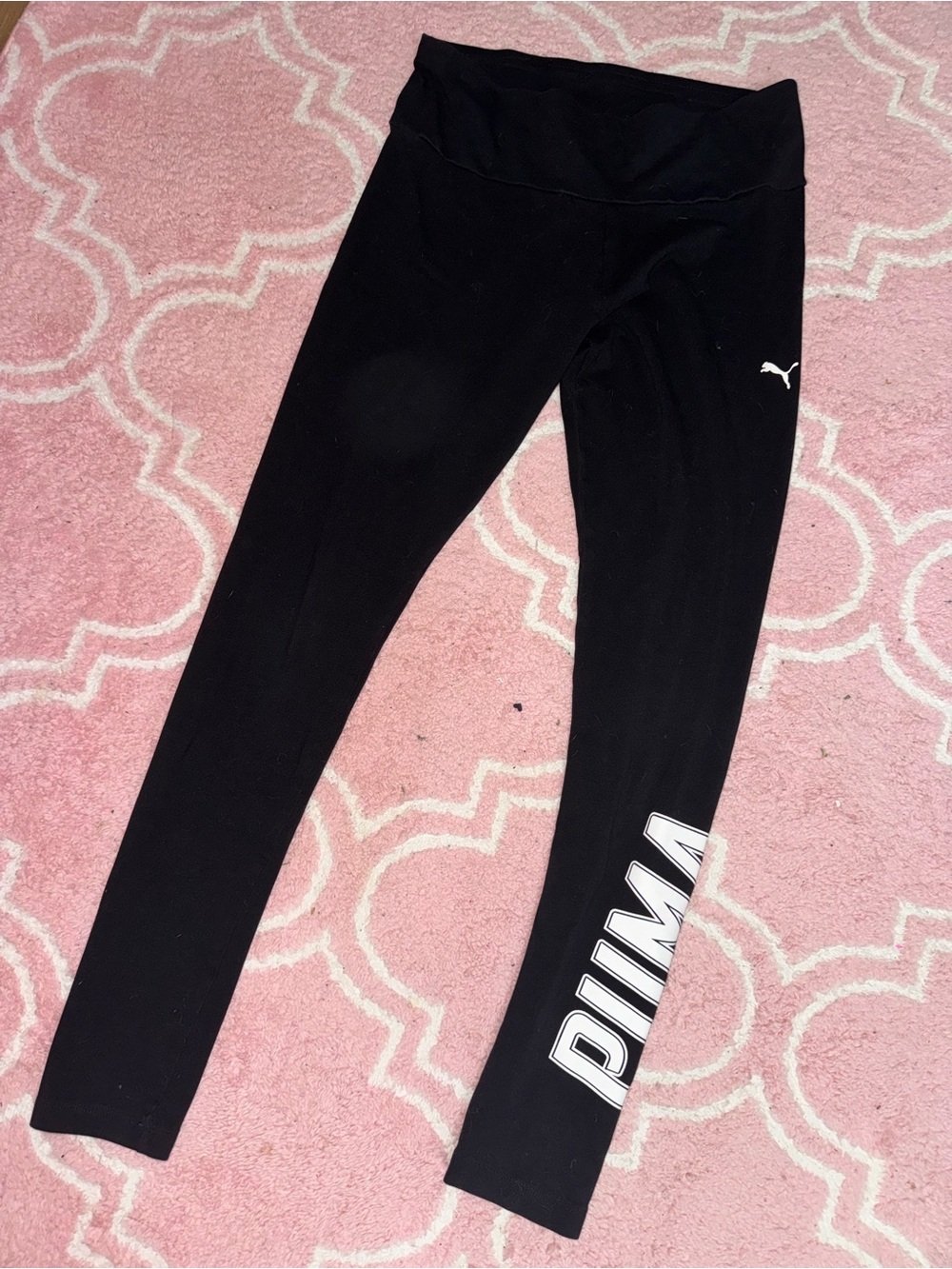 Puma Black Active Leggings with White Logo
